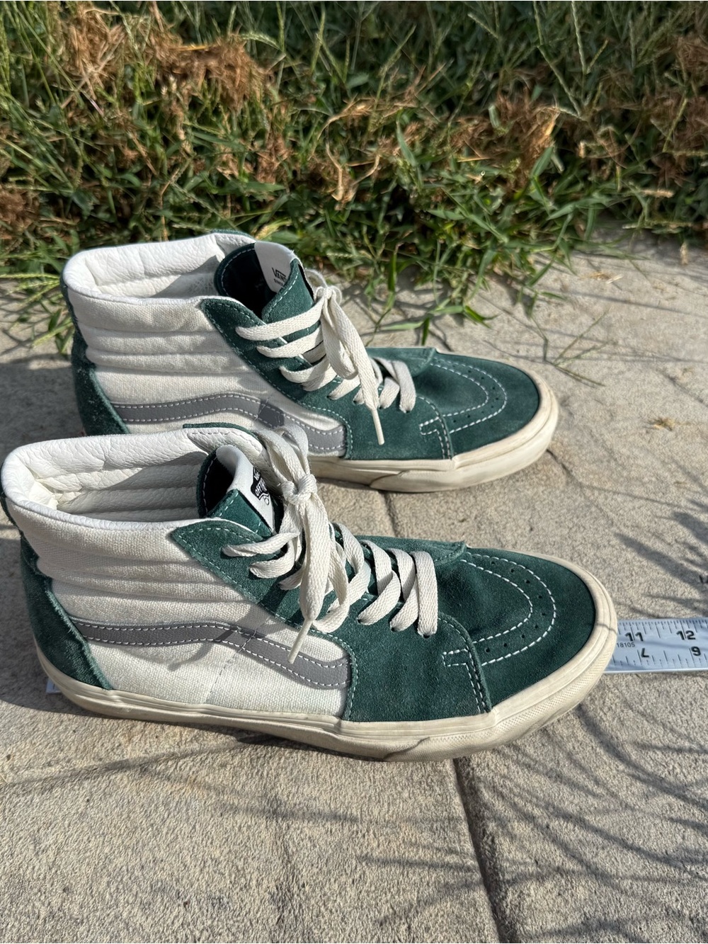 Vans high tops green white shoes mens 6.5 women’s 8